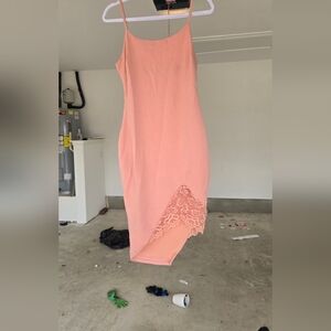 Pink Lace Trim Dress